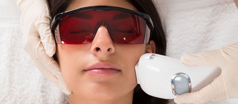 A patient receiving laser treatment